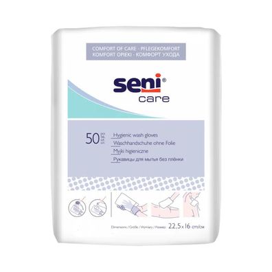 Seni Care Waschhandschuhe ohne Folie - 50 Stück | Packung (50 Stück) Alternative: SE-