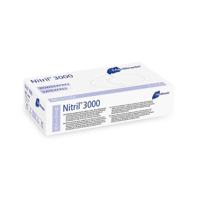 Meditrade Nitril® 3000 Nitrilhandschuh - L / Weiß | Packung (100 Handschuhe) (Gr. L)