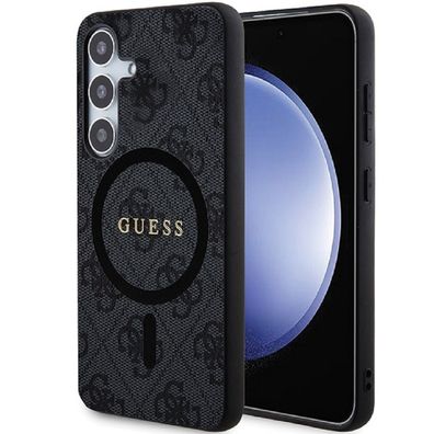 Handyhülle Case Galaxy S24 Guess MagSafe grau schwarz Logo goldfarben