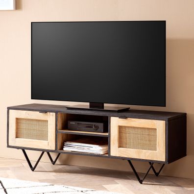 Wohnling Lowboard 120x44x35 cm TV Schrank Holz Fernsehkommode Fernsehschrank