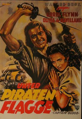 Originales altes Bravo Poster Unter Piraten-Flagge Errol Flynn