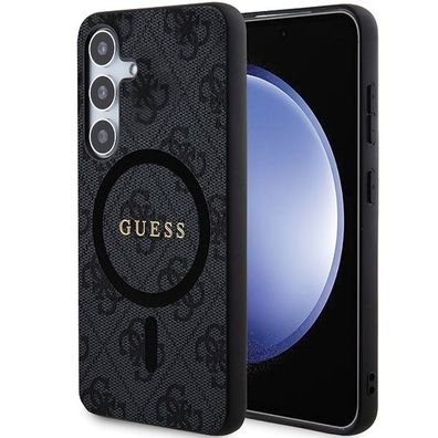 Handyhülle Case Galaxy S24 Plus Guess MagSafe grau schwarz Logo goldfarben
