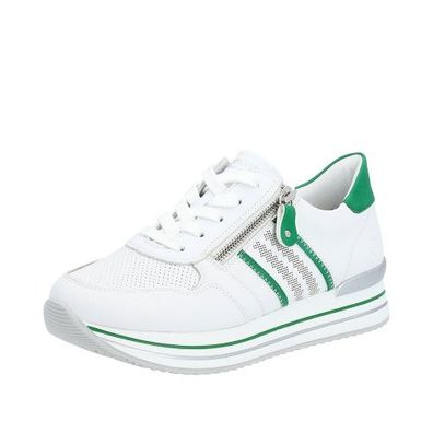 Remonte Sneaker - Brilliantweiß / Smaragdgrün Glattleder