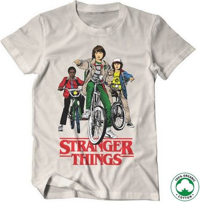 Stranger Things Bikes Organic T-Shirt Off-White