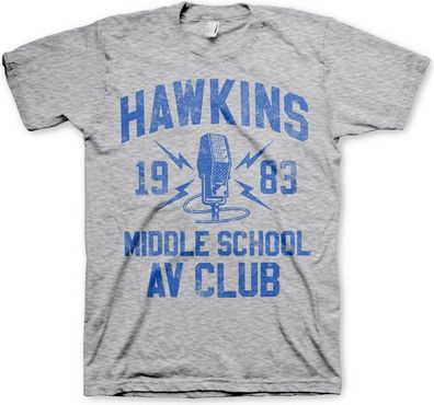 Stranger Things Hawkins 1983 Middle School AV Club T-Shirt Heather-Grey