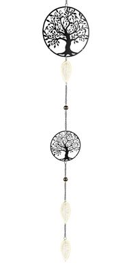 Dekohänger Girlande Baum | schwarz gold Metall Lebensbaum | Fensterdeko 120 cm