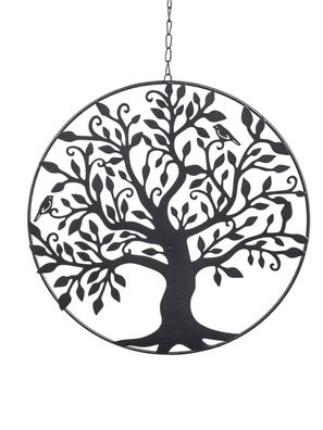 Dekohänger Baum schwarz | Metall Lebensbaum | Fensterdeko Hänger Hängedeko 18 cm