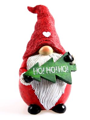 Weihnachtsmann Wichtel mit Baum HOHOHO | Figur Weihnachtsfigur Weihnachten 21 cm