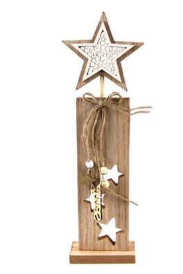 Großer Aufsteller mit Sternen XMAS | Holzdeko Weihnachtsdeko Winter | 10,5x42cm