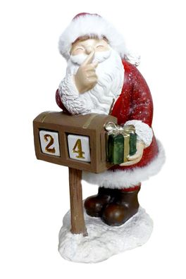 Weihnachtsmann mit Weihnachts Countdown | Nikolaus mit Datum Kalender | 22 cm