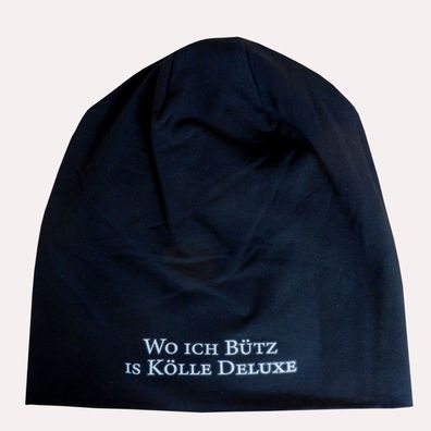 Beanie Mütze | Wo ich bütz is Kölle Deluxe | Köln Kopfbedeckung schwarz