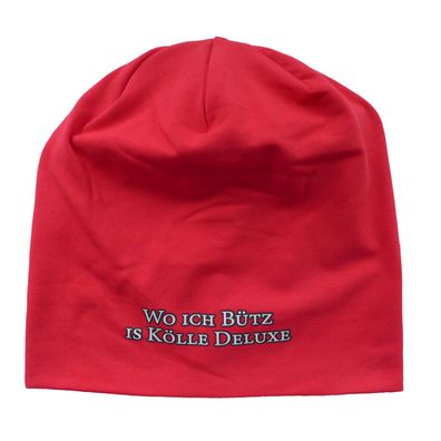 Beanie Mütze | Wo ich bütz is Kölle Deluxe | Köln Kölnartikel Kopfbedeckung rot