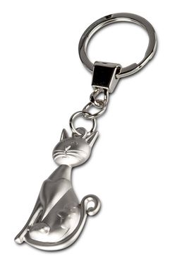 Schlüsselanhänger Katze silber | Anhänger Taschenhänger Schlüssel | 10x2,5 cm