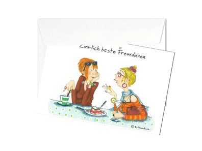 Grußkarte Ziemlich beste Freundinnen | Postkarte Frauen Klappkarte B. Freundlieb