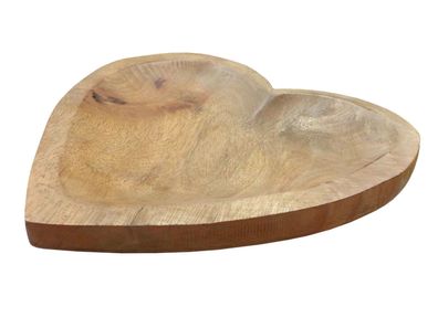 Herzschale Mangoholz | Herz Schale aus Holz | Dekoschale | 20x19 cm