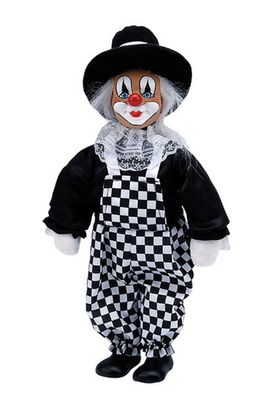 Clown Latzhose schwarz weiß kariert | Stoffclown Clown Karneval Karneval | 33cm