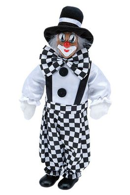 Clown Hose schwarz weiß kariert | Stoffclown Clown Karneval Karnevalsdeko | 27cm