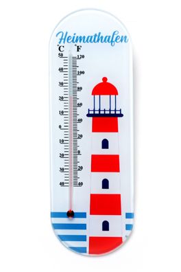 Thermometer Leuchtturm Heimathafen | Außenthermometer Innenthermometer 22cm