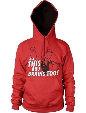 Popeye All This And Brains Too Hoodie Red