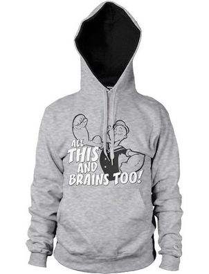 Popeye All This And Brains Too Hoodie Heather-Grey