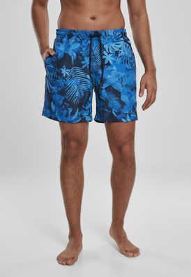Urban Classics Badehose Pattern Swim Shorts Blue Flower