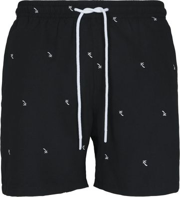 Urban Classics Badehose Embroidery Swim Shorts Black/ Palmtree
