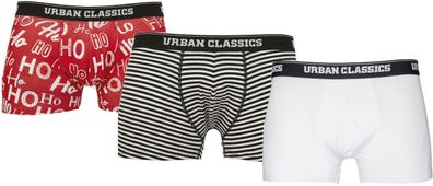 Urban Classics Boxershort Boxer Shorts 3-Pack Hohoho Aop + Black/ White + White