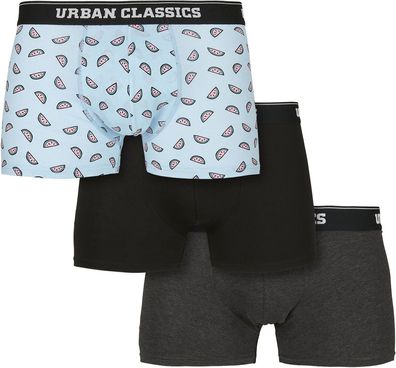 Urban Classics Boxershort Boxer Shorts 3-Pack Melon Aop + Cha + Black