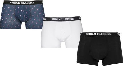 Urban Classics Boxershort Boxer Shorts 3-Pack Flamingo Aop + White + Black