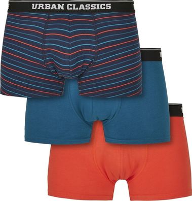 Urban Classics Unterhose Boxer Shorts 3-Pack Ministripeaop + Boxteal + Boxorg