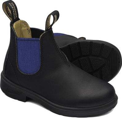 Blundstone Kinder Stiefel Boots #580 Leather Elastic (Kids) Black/ Blue