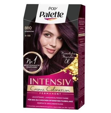 Poly Palette Haarfarbe Aubergine 880 mit natürliches Marula Öle Creme Coloration