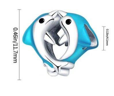 Charm Anhänger kompatibel für Pandora 925 Sterling Silber Delfinpaar