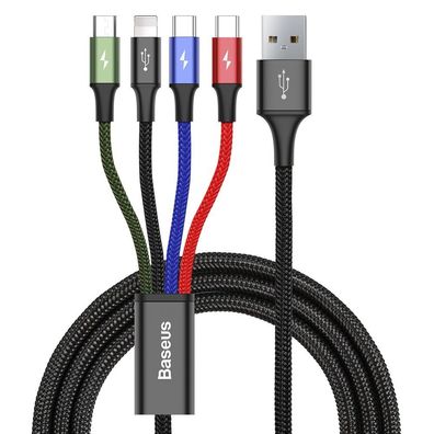 Baseus Kabel USB Kabel 4in1 iPhone / 2x USB Typ C / Micro USB Kabel mit Nylon ...