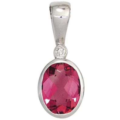 Anhänger 585 Weißgold 1 rosa Turmalin 1 Diamant 0,01ct