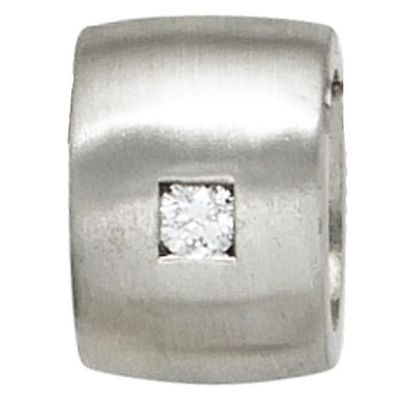 Anhänger 925 Sterling Silber matt mattiert 1 Diamant Brillant 0,05ct