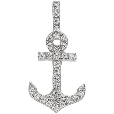 Anhänger Anker 925 Sterling Silber 32 Zirkonia Ankeranhänger