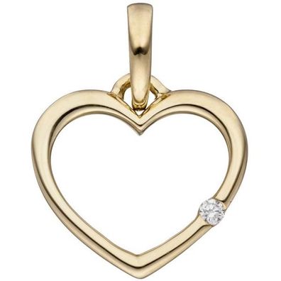 Anhänger Herz 333 Gold Gelbgold 1 Diamant Brillant HerzAnhänger