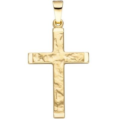 Anhänger Kreuz 585 Gelbgold gehämmert