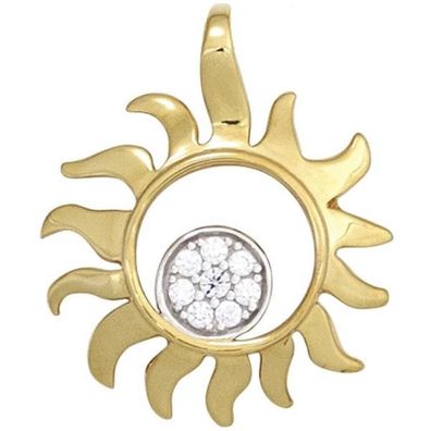 Anhänger Sonne 585 Gelbgold teilrhodiniert 8 Diamanten 0,07ct.