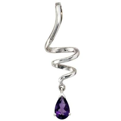 Anhänger Tropfen 925 Sterling Silber rhodiniert 1 Amethyst violett