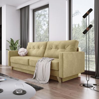 Sofa mit Schlaffunktion BERGEN, Klappsofa, Couch, Wohnzimmersofa - Beige RA06