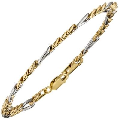 Figaro Armband 333 Gelbgold Weißgold bicolor 19 cm Armband Karabiner