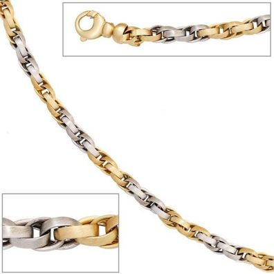 Collier Halskette 585 Gold Gelbgold Weißgold bicolor 45 cm Goldkette