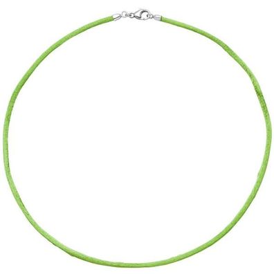 Collier Halskette Seide hellgrün 2,8 mm 42 cm, Verschluss 925 Silber
