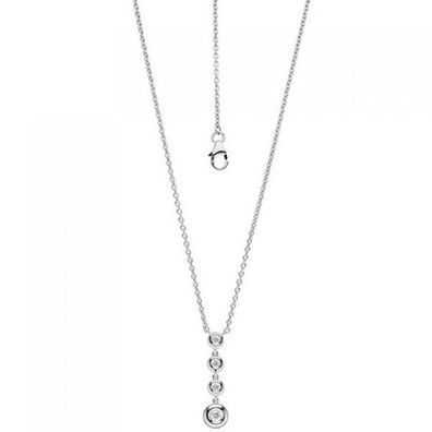 Collier Kette mit Anhänger 585 Weißgold 4 Diamanten Brillanten 43 cm