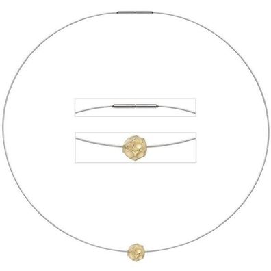 Collier Kette mit Anhänger Edelstahl mit 585 Gold kombiniert matt 42 cm