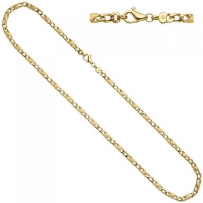 Halskette Kette 585 Gold Gelbgold teil matt 50 cm Goldkette Karabiner