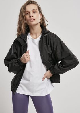 Urban Classics Damen Jacke Ladies Oversized Shiny Crinkle Nylon Jacket Black