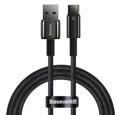 Baseus Tungsten Gold Kabel USB-A - USB-C 480Mb/ s 100W 1m schwarz (CAWJ000001)